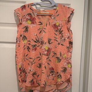 LOFT Peach Floral Blouse